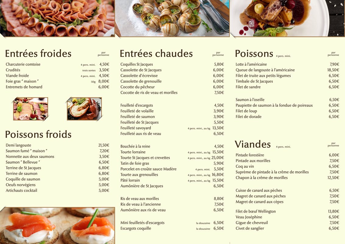 Carte traiteur verso